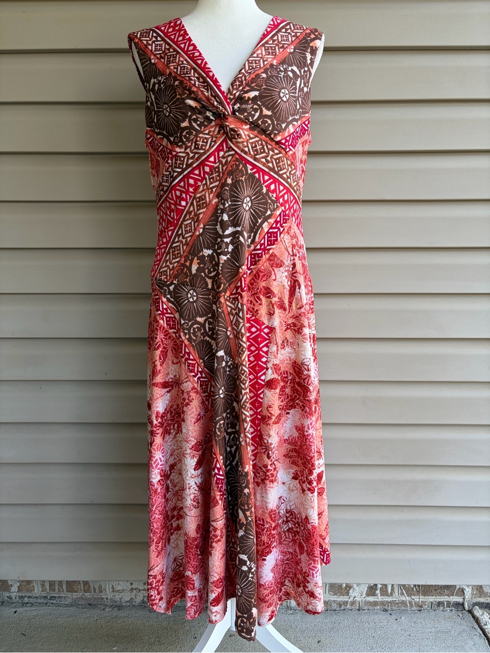 •DressBarn• Sleeveless Twist Front Floral Flared Dress - Size 14